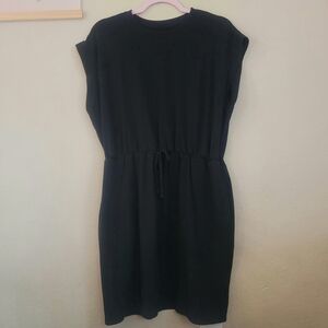Black T-shirt Mini Dress With Adjustable Waist Size X-Large Cotton